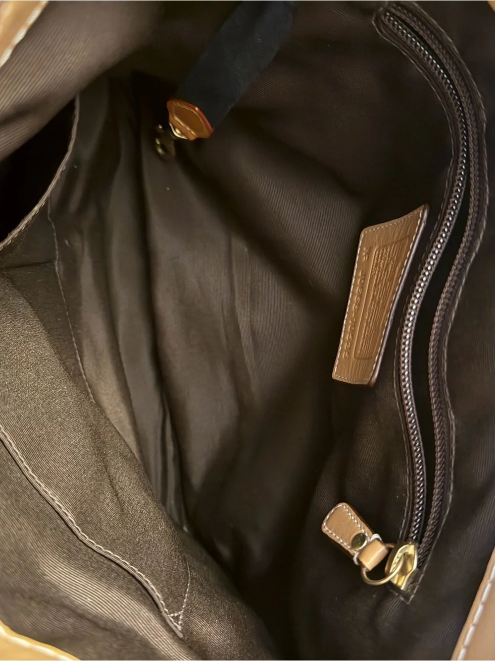 Coach Tan Signature Canvas Shoulder Bag with Gold Hardware